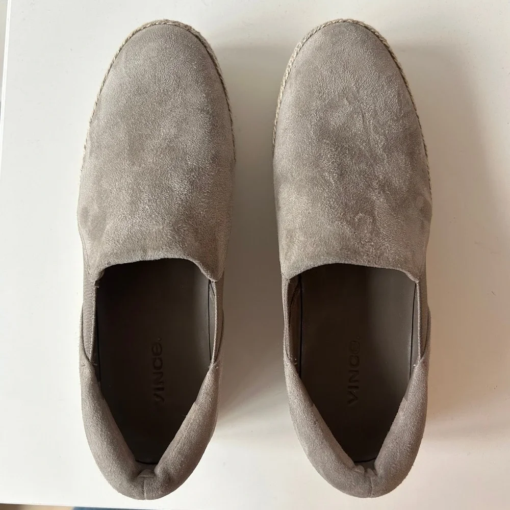 Vince Espadrille‎ Suede Platform Slip On Sneakers US 6 EU 36 Grey Boho Coastal